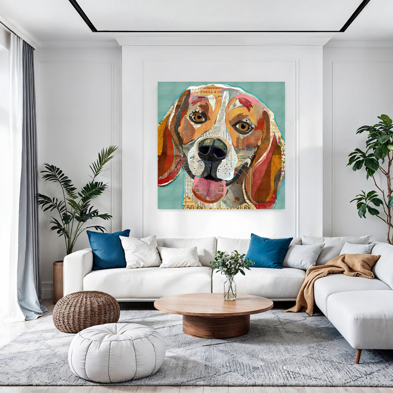 Beagle, art contemporain pour chien, H 48 po x l 48 po