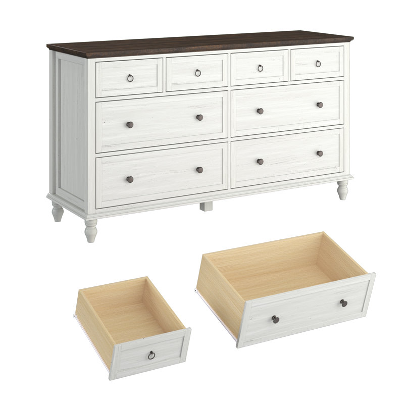 8 Drawer Dresser For Bedroom, 65in Large Long Drawer Dresser with Deep Drawers, Rustic Wood Wide Chest of Drawers with Large Capacity, Storage Dressers for Bedroom, Living Room, Hallway