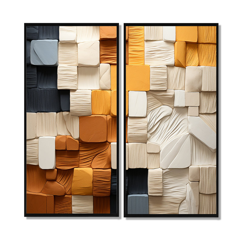 Coenraad - Art mural moderne 2 pièces, 20" H x 24" W, Black, Impression encadrée flottante