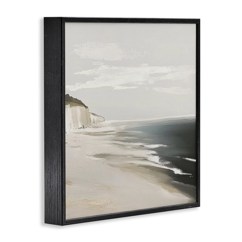Giclée encadrée Soft Sands in Neutrals, design par Mona Grace, Giclée encadrée noir minuit, H 12 po x l 12 po