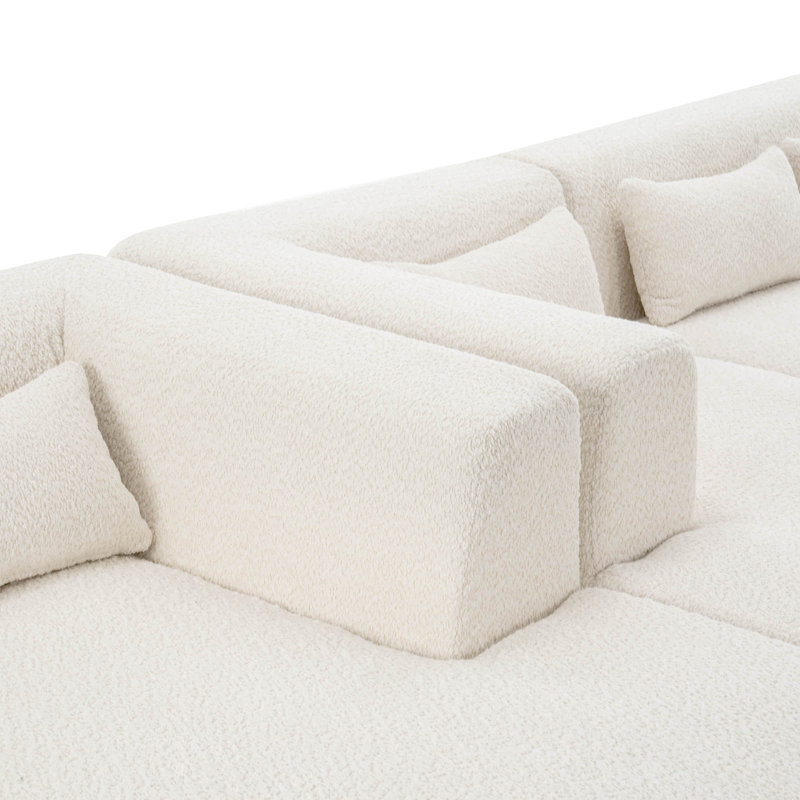 144" Long Upholstered Boneless XL Sofa, Beige