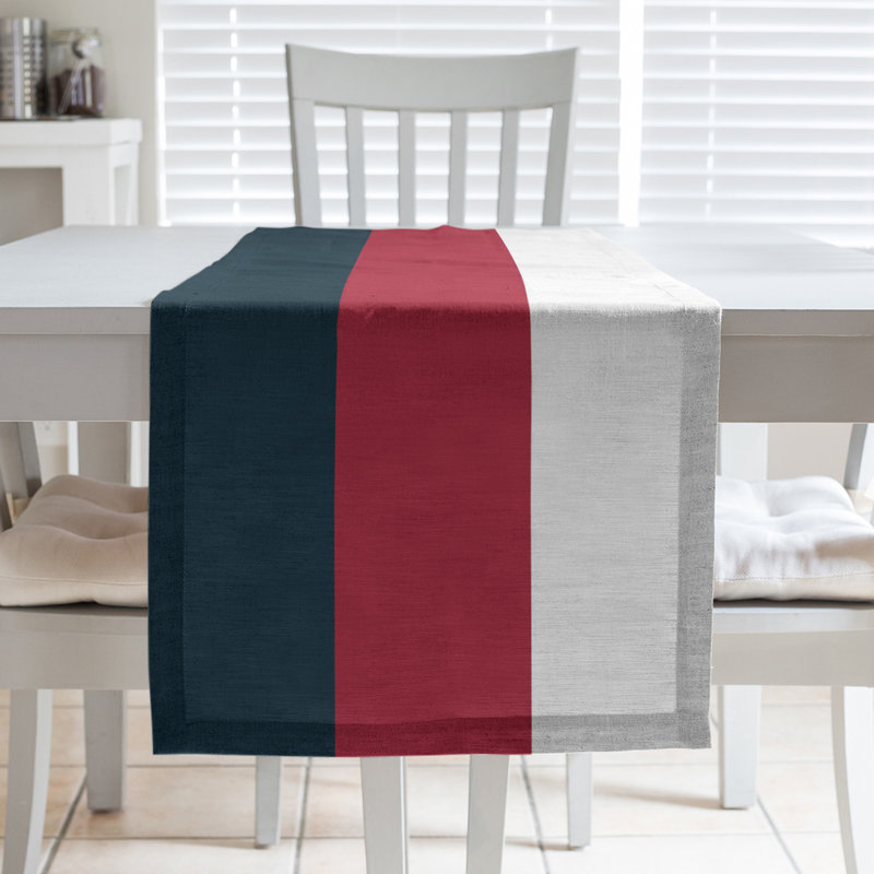 New Orleans Football Stripes Table Runner, 72" x 16", Polyester, Houston Throwback Football Rose Red/Black/Ivory