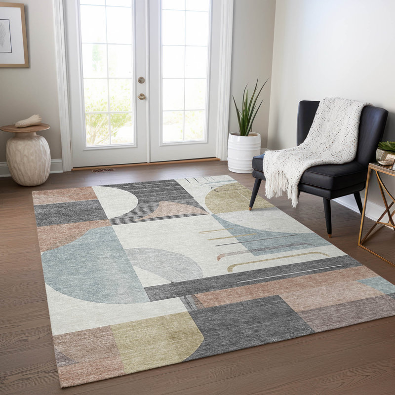 Daeira Orange Washable Indoor-Outdoor Rug - LOOMLAN, 9' x 12'