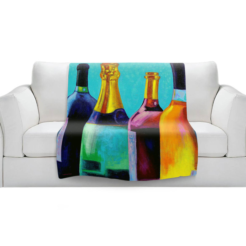 Couverture en sherpa doux à quatre bouteilles de vin, l 51 po x L 60 po