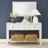 Emmeline 3-Drawer Scalloped Console Table In White