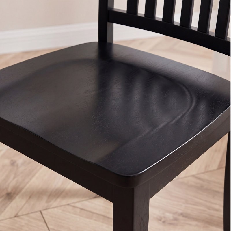 Chaise d'appoint à lattes en bois massif, Noir, noir, noir, noir