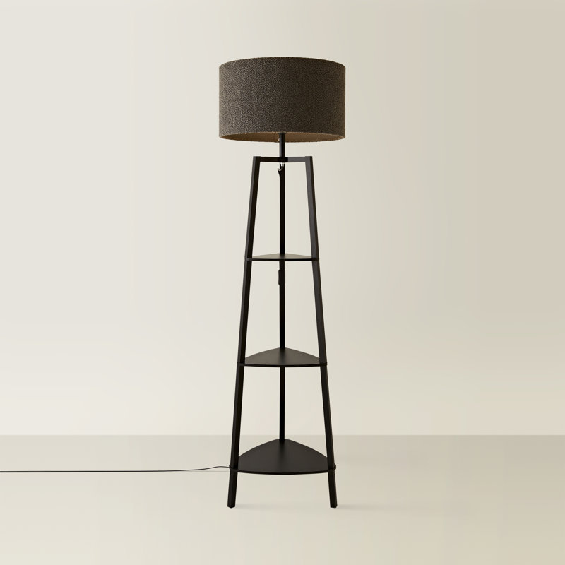 Amandip 137.5cm Tray Table Floor Lamp, Black, No, Charcoal