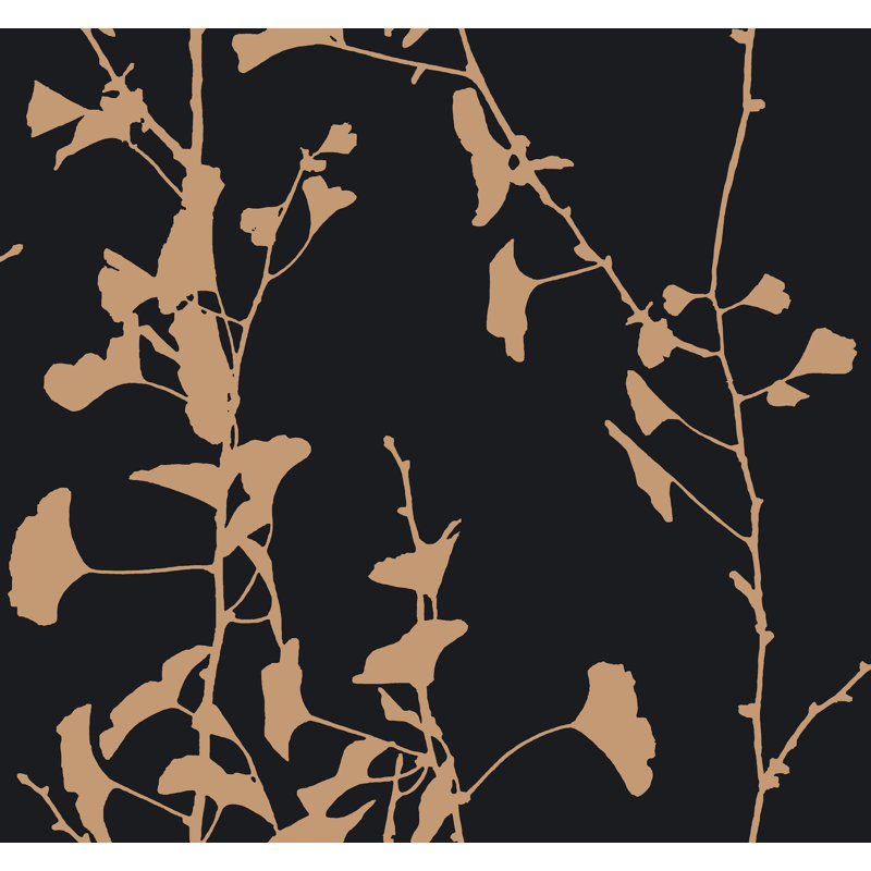 Papier peint Ginkgo Silhouette, Noir