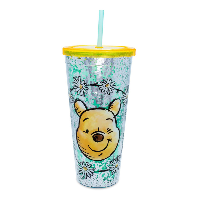 Tasse de carnaval avec couvercle et paille Disney Winnie The Pooh Confetti | Peut contenir 32 onces