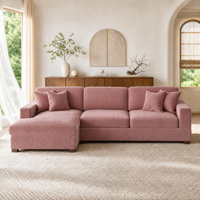 3 - Piece Upholstered Corduroy Modular Sectional Sofa-L