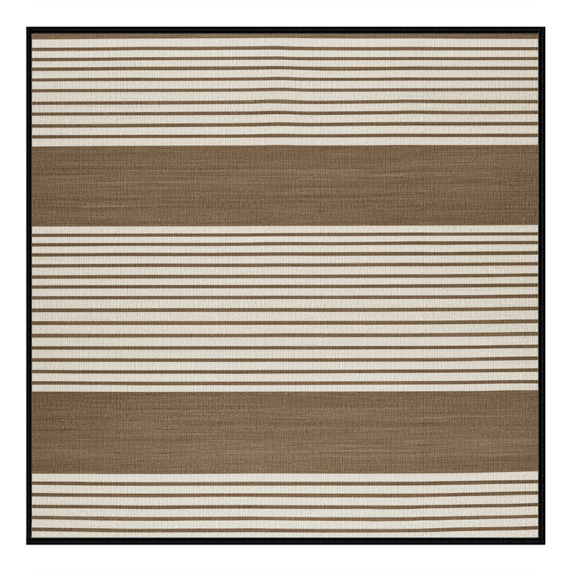 Washable Khaki White Striped Area Rug, Square 8'