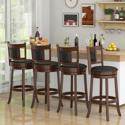 Radomil Swivel Upholstered Counter Stool with Solid Wood Frame