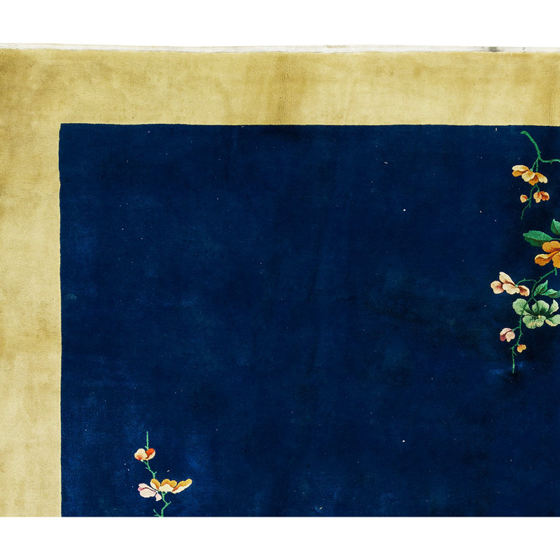 Art Deco Wool Floral Area Rug