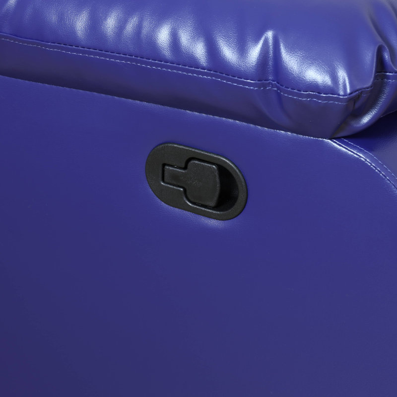 68" Premium Vegan Leather Reclining Living Room Loveseat With Middle Console And Cup Holders, Dark Blue