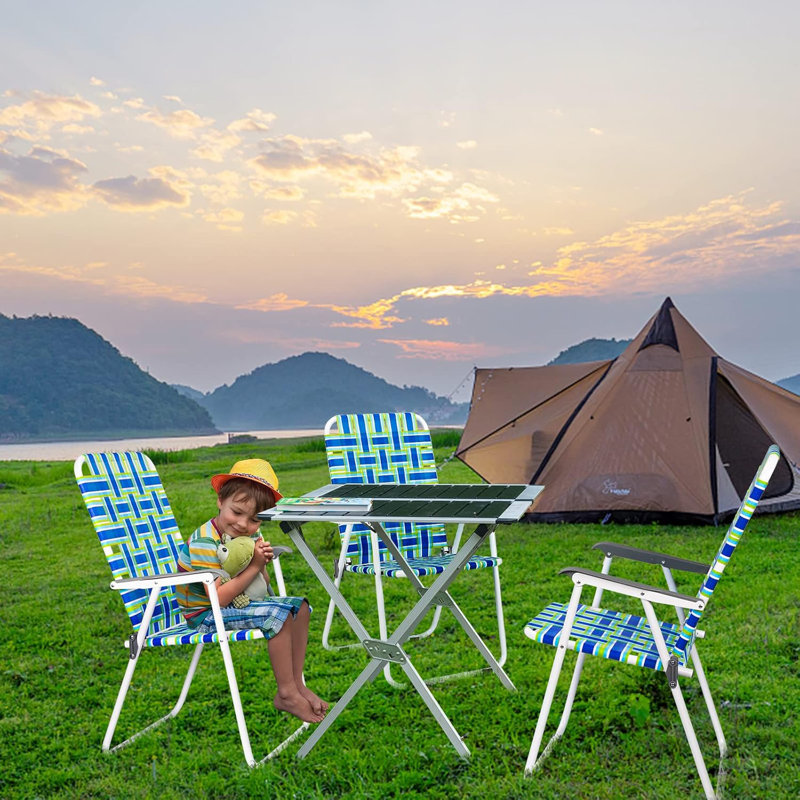 Blue Metal Folding Beach Chair(Set Of 4)