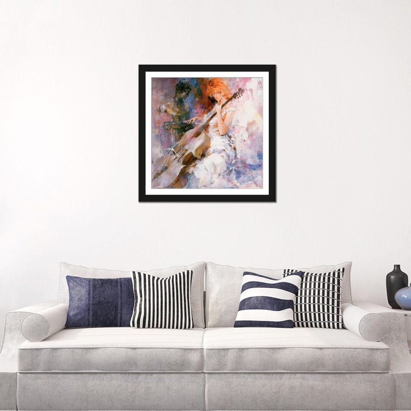 «Musical Moments», reproduction sur toile, H 16 po x l 16 po x P 1 po, Papier d'art encadré noir, Blanc