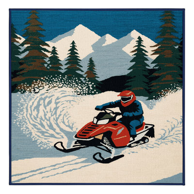 Machine Washable Transportation Blue Area Rug