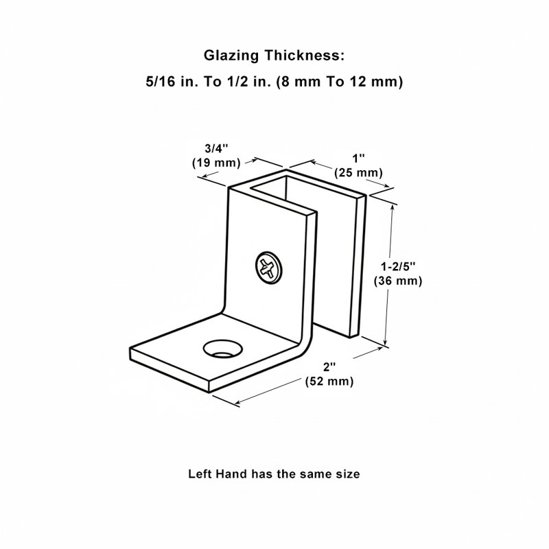 Pince à fixer au mur en laiton massif à main gauche Ncyinox pour verre épais de 5/16 po à 1/2 po (8 mm à 12 mm), Noir mat