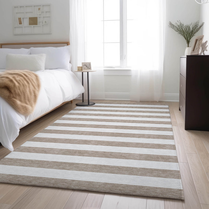 Premium Machine Washable Cerrito AMF528 Taupe 8' x 10' Rug, Rectangulaire 3 pi x 5 pi
