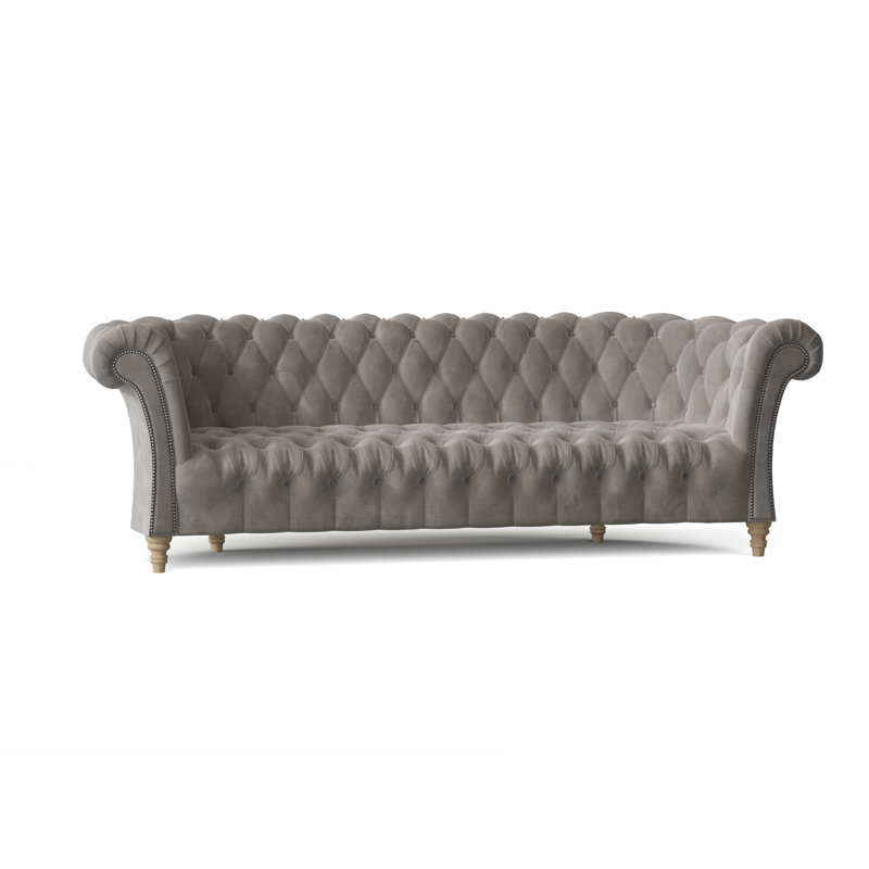 Canapé Chesterfield à accoudoirs roulés, Naturel, 72 pouces, Pénélope