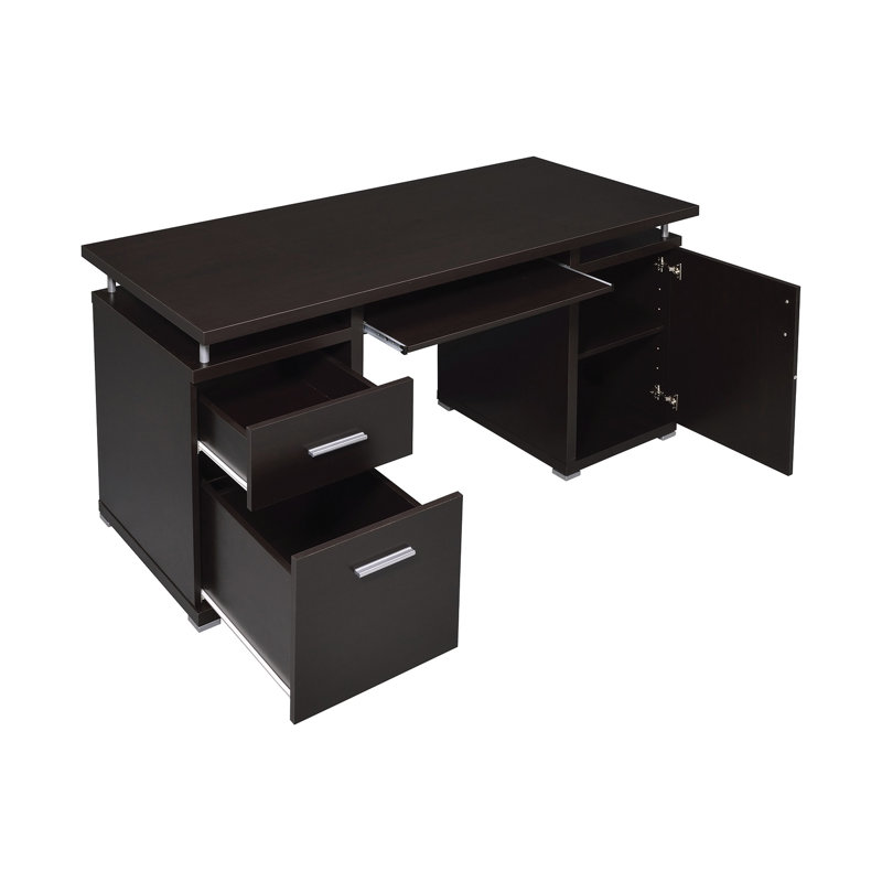 Bureau d'ordinateur en cappuccino charmant avec tiroir et table d'armoire 2 tiroirs pour plus de commodité