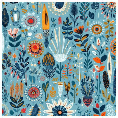 Coussins floraux à motif abstrait bleu