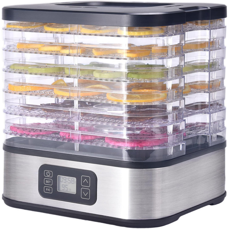 6-Tray Stainless Steel Food Dehydrator with Adjustable Timer and Thermostat
