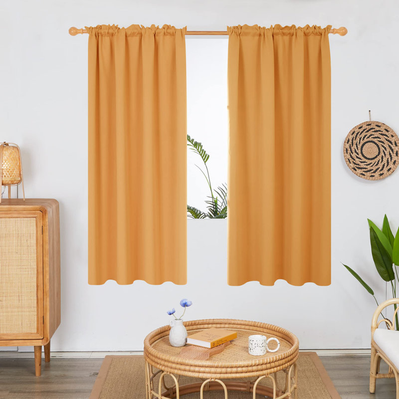 Rod Pocket Thermal Insulated Room Darkening Window Curtain Panels (Set of 2), Orange Flame, 38" W x 54" L