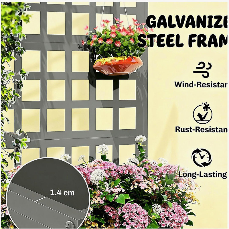 Trellis Planter Box,Raised Garden Bed,Vegetable Box, Gray