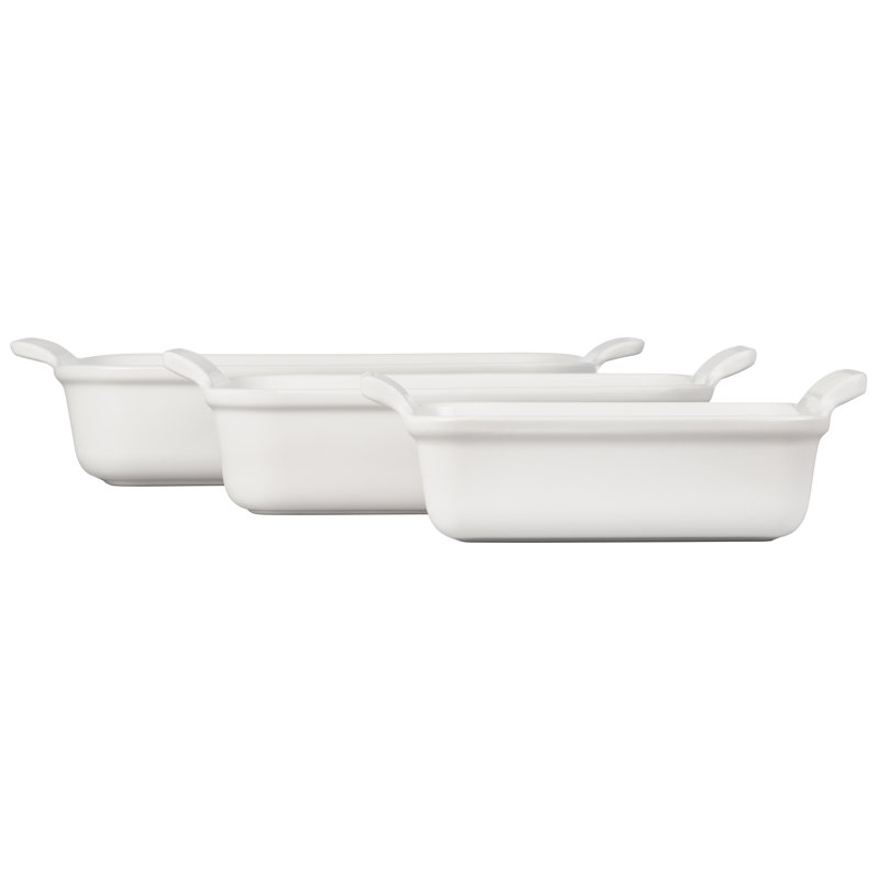 Le Creuset Stoneware 3 Piece Baking Dishes, White