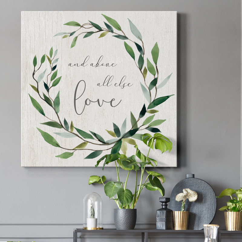 «Bay Leaf Love», reproduction d'art textuel sur toile tendue, H 24 po x l 24 po x P 1 po
