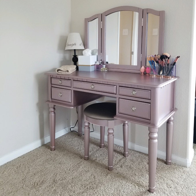grey and rose gold dressing table Charcoal and Rose Gold Pink Antique Vanity main image 0