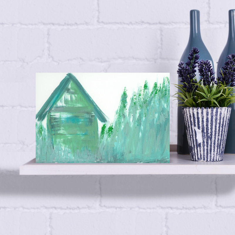 «Sea Glass Shanty Tranquil Abstract Contemporary Landscape Architecture», art mural, H 18 po x l 12 po