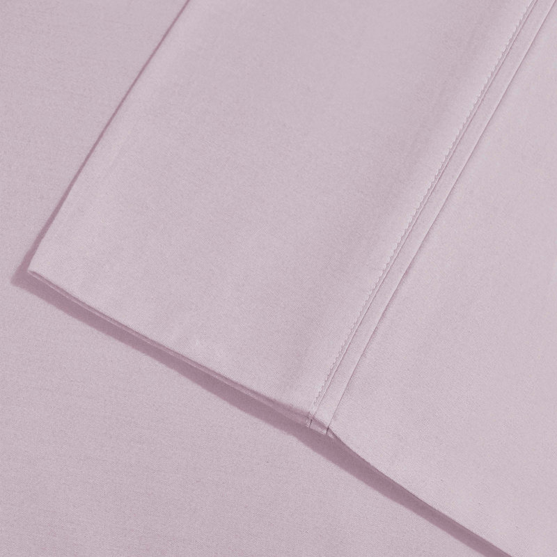 1000 Thread Count Solid Deep Pocket Cotton Blend Bed Sheet Set, Lilac, Queen Sheet Set with 2 Pillowcases