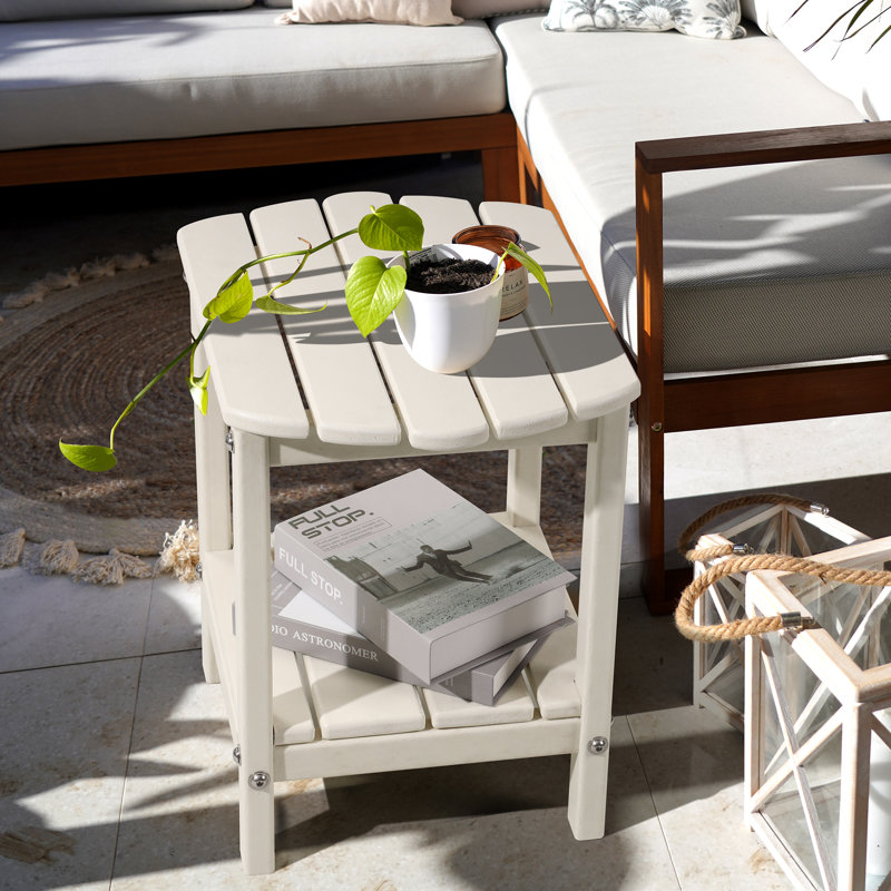 Bonpas Rectangular Outdoor Side Table, White