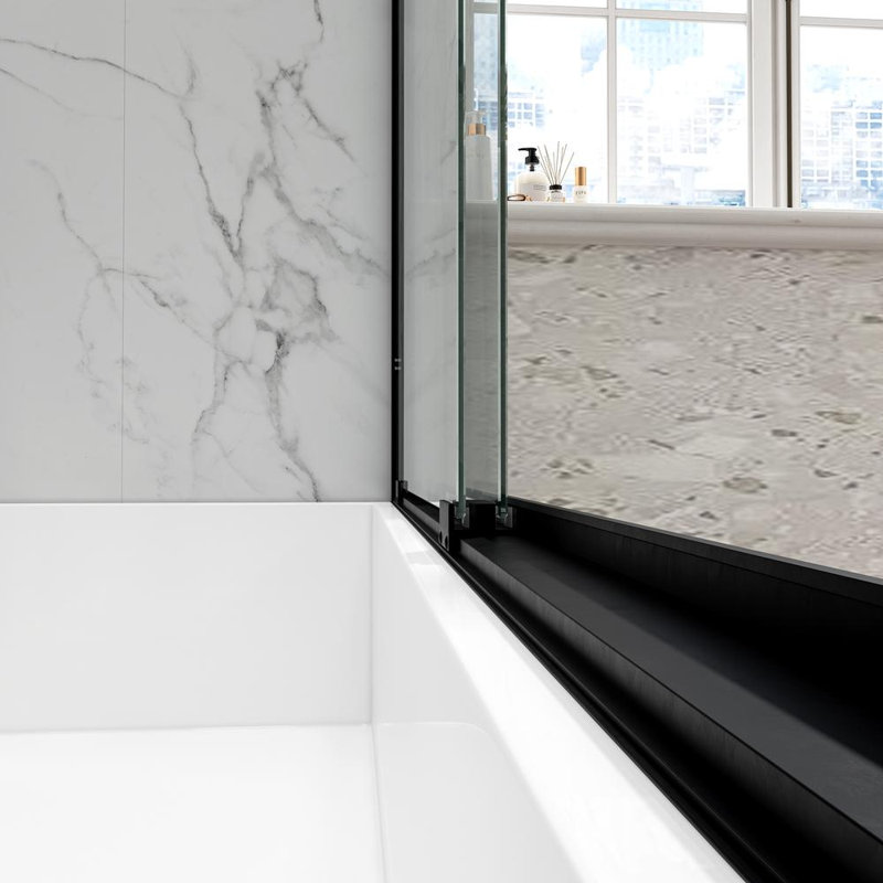 55"-60" W x 60" H Shower Door, Matte Black