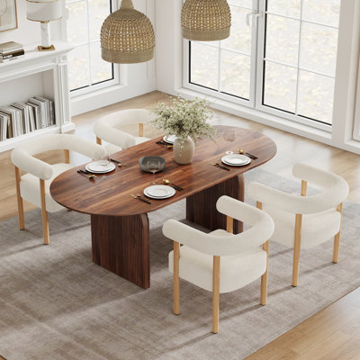 Ensemble de table de salle à manger 70 po et de chaises en molleton 4/6 - Moderne, durable pour la salle à manger et la cuisine
