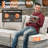 Emroy 6 - Person Outdoor Wicker Sectional Seating Group with Lighted Coffee Table and Swivel Chairs, All Weather Modular Rattan Conversation Set with Cushions-2091361701