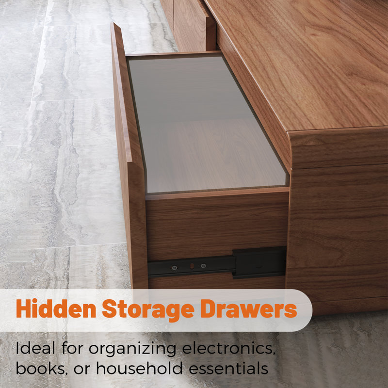 Modern Walnut TV Stand With 3 Drawers For Stylish Living Room Storage