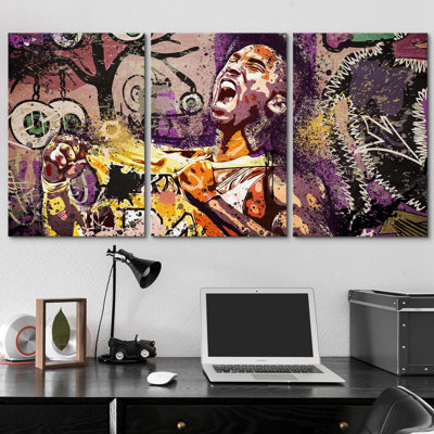 Pop Urban Street " Athletic Basketball Kobe Bryant Graffiti & Street Art Colourful Modern Art Urban Portrait " 3 - Pieces