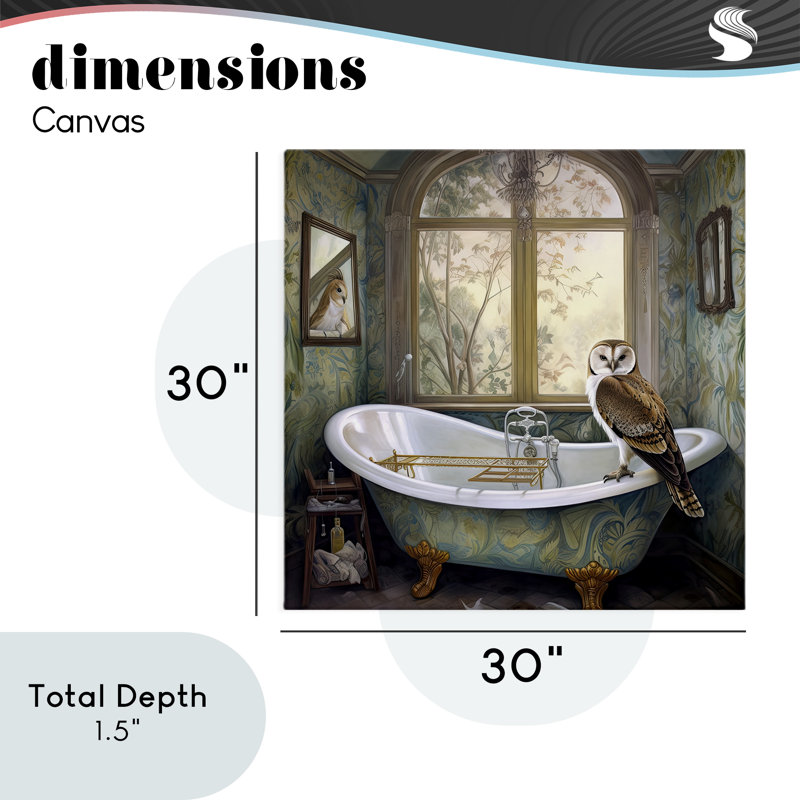 Toile à motif cachemire hibou Bathtime, design par Sasha, H 30 po x l 30 po