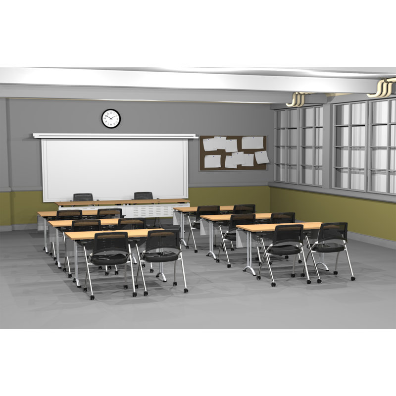14 Person Training Meeting Seminar Tables with Modesty Panels and 14 Chairs Complete Set