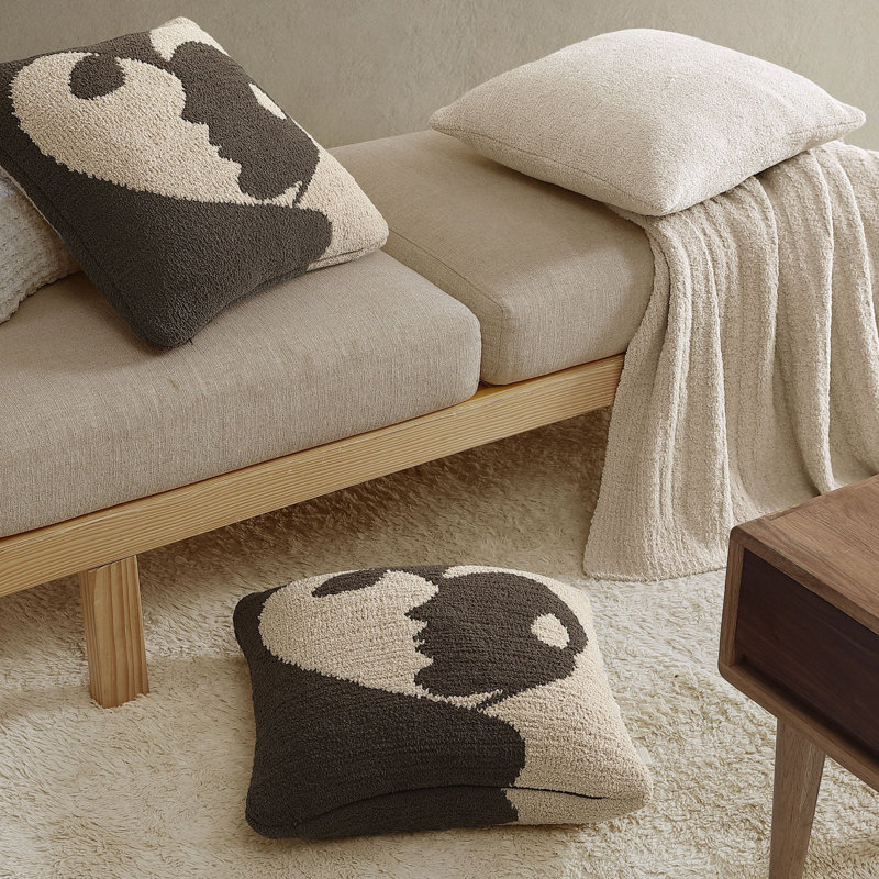 Faces II Square Pillow Cover & Insert, Mocha/Biscotti