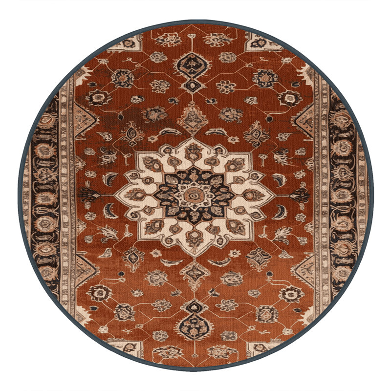 Tapis brun lavable à la machine, Rond 5 pi