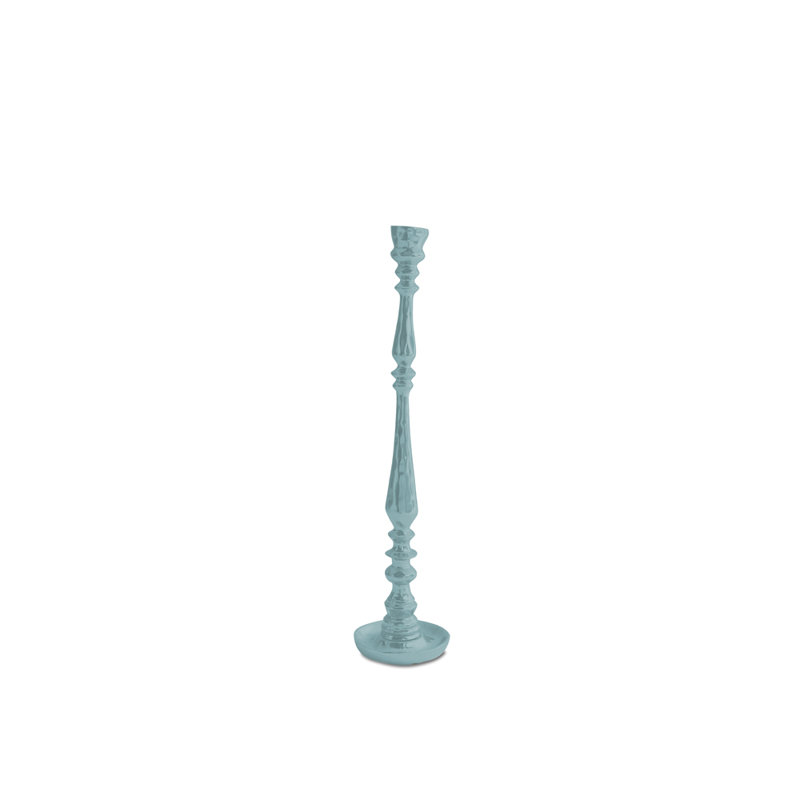 Encanto Aluminum Tabletop Candlestick, Leaf Green, 15.5" H x 3.5" W x 3.5"D