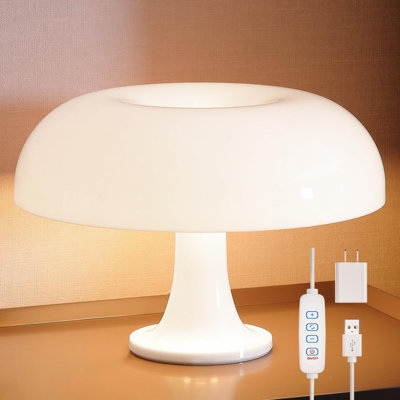 Dimmable Mushroom Table Lamp With 3 Lighting Modes, Retro 70S Mid Century Modern Design, Mushroom Shaped Donut Lamp For Bedroom, Aesthetic Home Decor Light