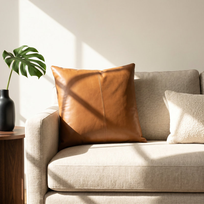 Norwell Leather/Suede Throw Pillow