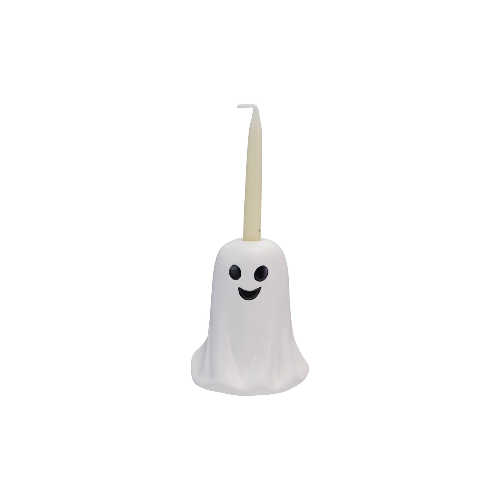 Tall Stoneware Ghost Shaped Taper Holder, 3.5" H x 2.88" W x 2.88" D