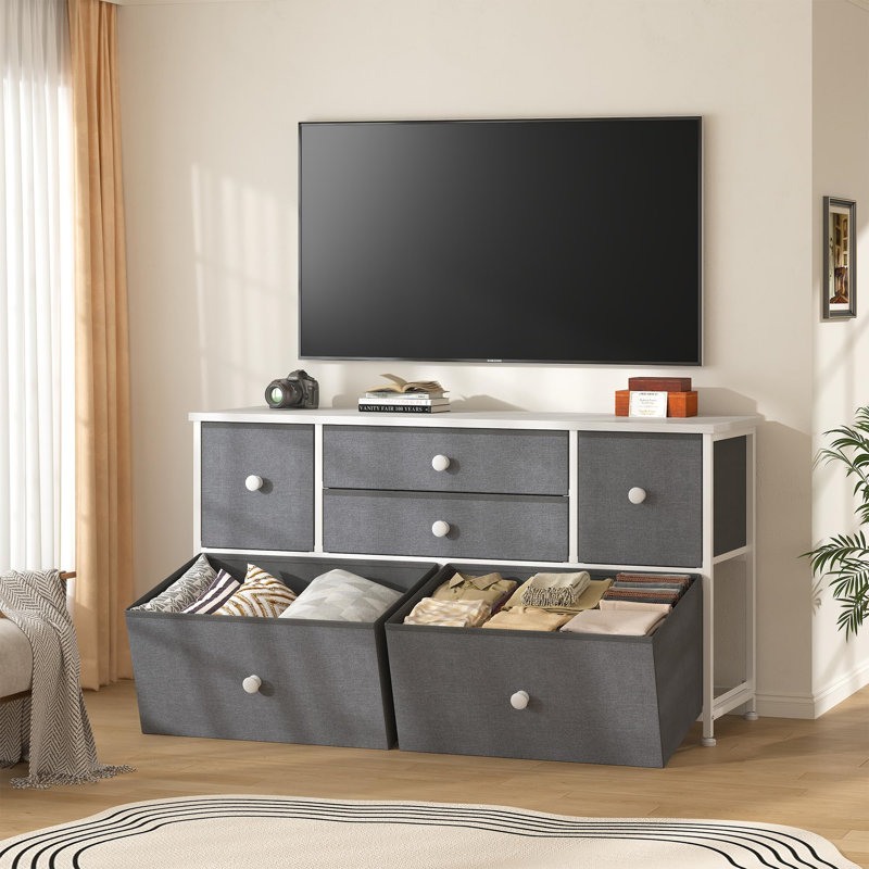 Hanny 100cm W 6 - Drawer Chest of Drawers, White/Grey