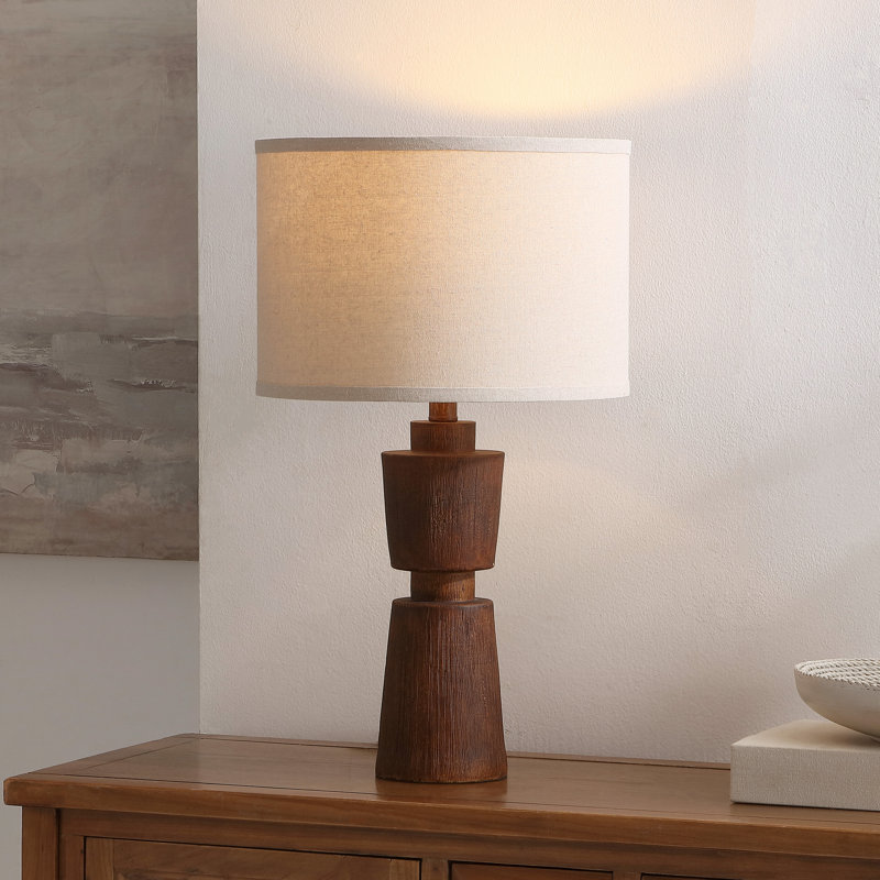Lampe de table en résine Gaspara, Brown Base / Oatmeal Shade